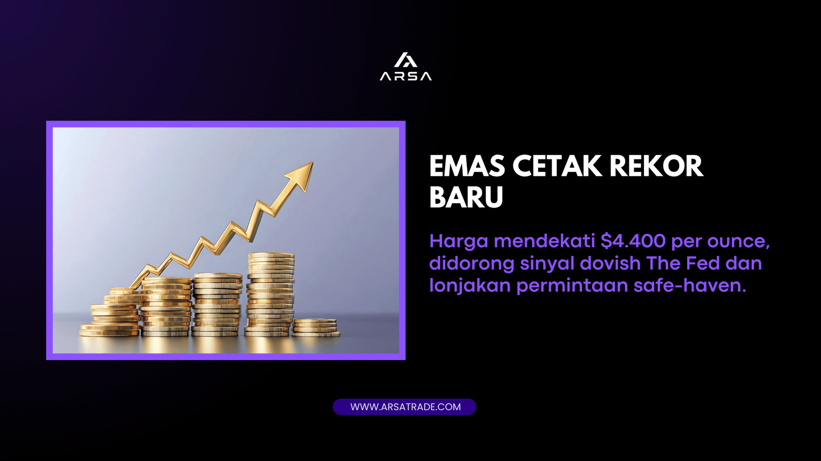 Emas Pecah Rekor Lagi, Dekati $4.400/oz
